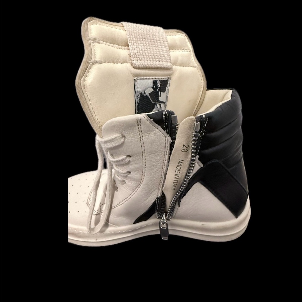 RICK OWENS KIDS Size EU28/US 11 Geobasket leather high-top sneakers - Picture 3 of 15
